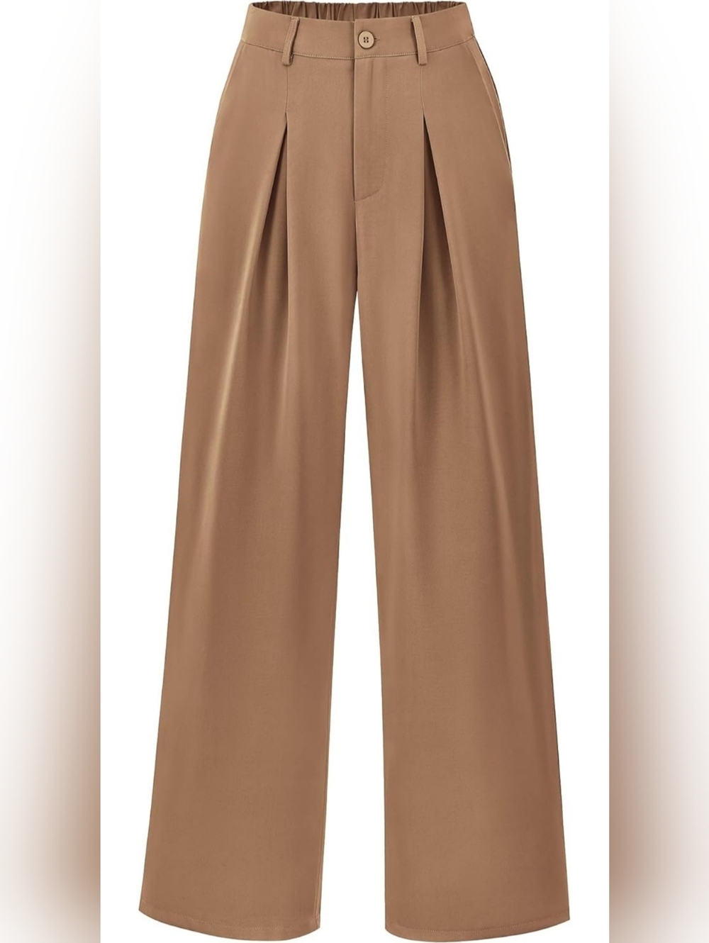 High-Rise Wide-Leg Pleated Pants in Tan